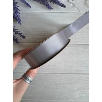 Атлас  двохсторонній 2,5 см, сірий   22.5 метри