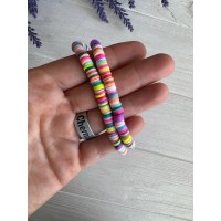 Нитка бусины  плоские 6 мм каучук, микс  40 см