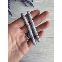 Нитка намистини  плоскі 6 мм каучук, сірі  40 см