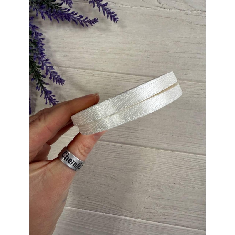 Стрічка атласна 0,6 см молочна 32,5 метра