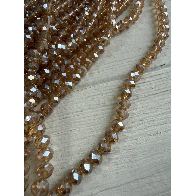 Намистини " Рондель 8 мм " кришталь  , карамельні АВ  нитка 60 - 67  шт