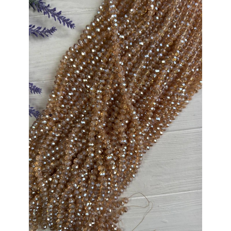 Намистини " Рондель 8 мм " кришталь  , карамельні АВ  нитка 60 - 67  шт