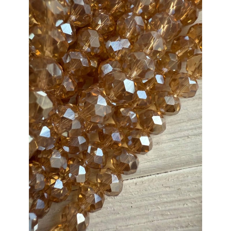 Намистини " Рондель 8 мм " кришталь  , карамельні АВ  нитка 60 - 67  шт