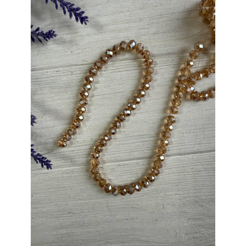 Намистини " Рондель 8 мм " кришталь  , карамельні АВ  нитка 60 - 67  шт