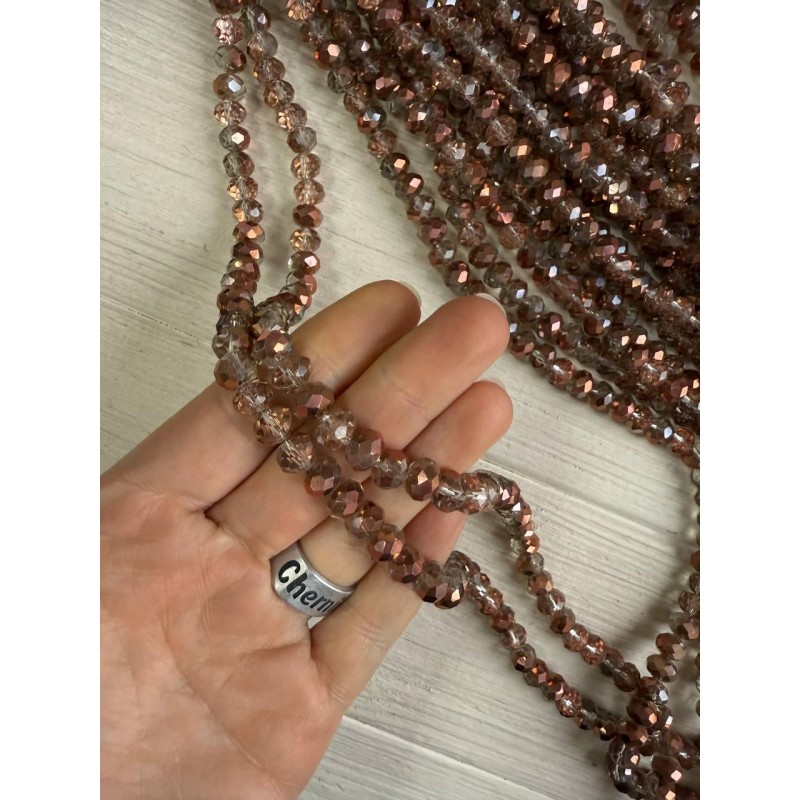 Намистини " Рондель 8 мм " кришталь  , коричневі АВ  нитка 60 - 67  шт