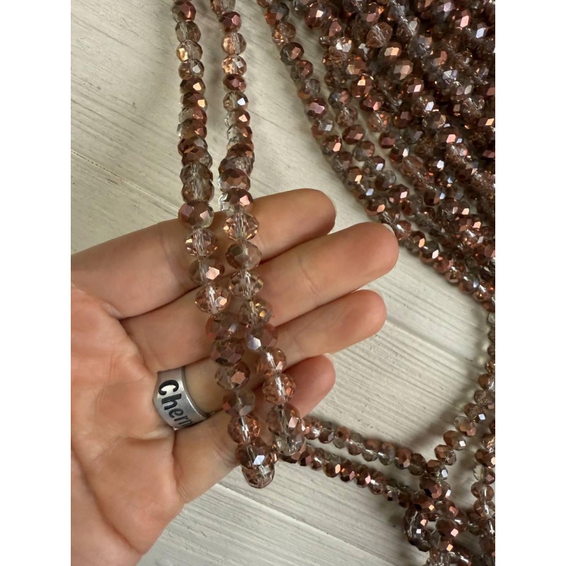 Намистини " Рондель 8 мм " кришталь  , коричневі АВ  нитка 60 - 67  шт