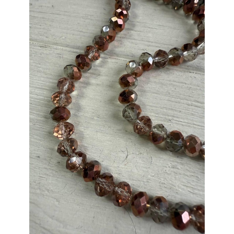 Намистини " Рондель 8 мм " кришталь  , коричневі АВ  нитка 60 - 67  шт