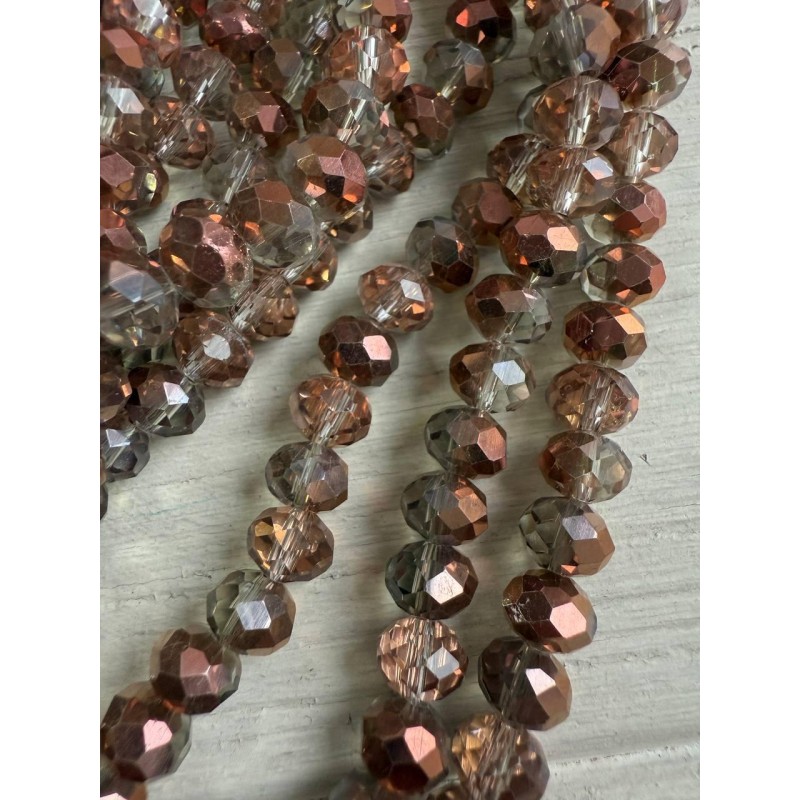 Намистини " Рондель 8 мм " кришталь  , коричневі АВ  нитка 60 - 67  шт
