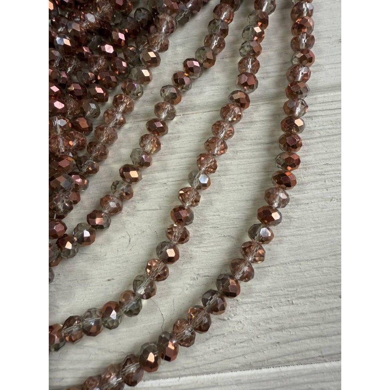 Намистини " Рондель 8 мм " кришталь  , коричневі АВ  нитка 60 - 67  шт
