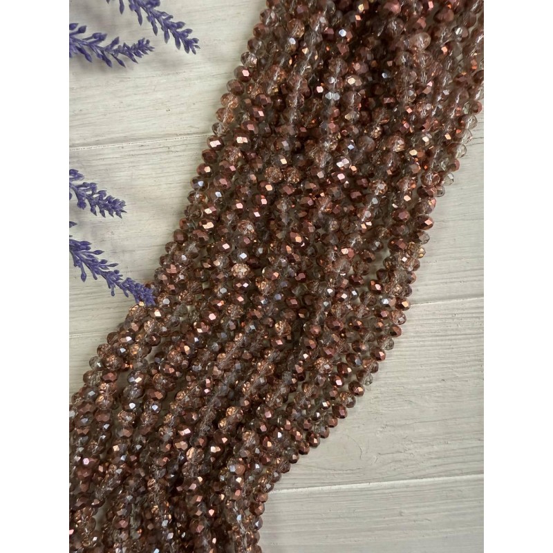 Намистини " Рондель 8 мм " кришталь  , коричневі АВ  нитка 60 - 67  шт