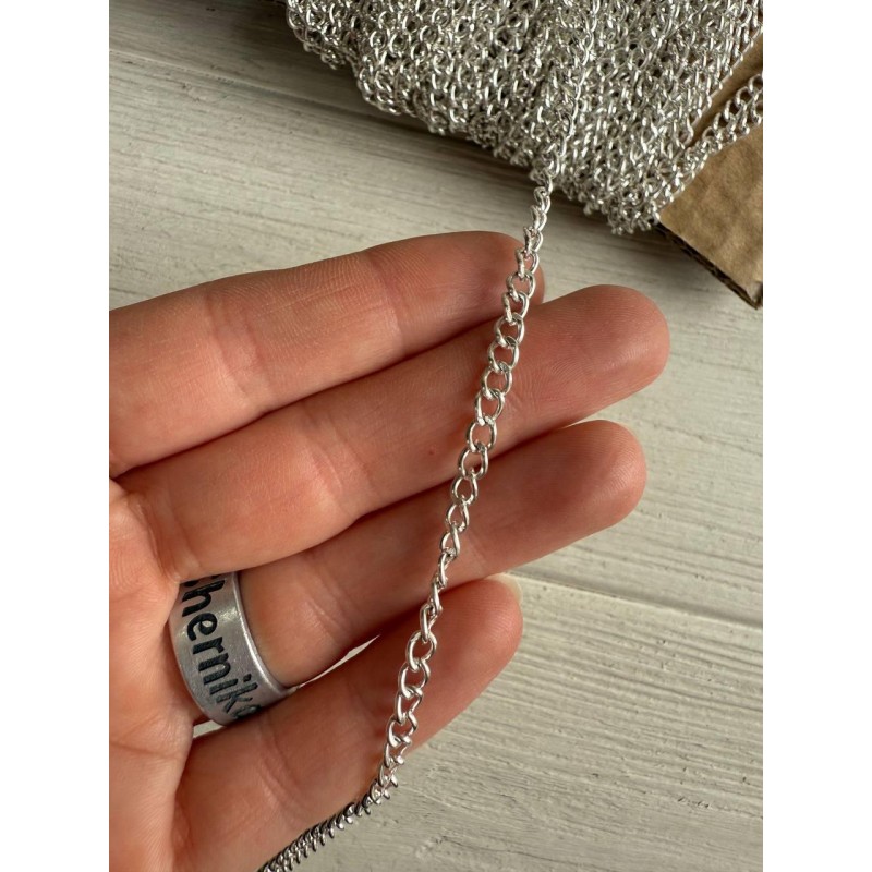 Ланцюжок 3,5 * 4 мм  світле  срібло  50 см