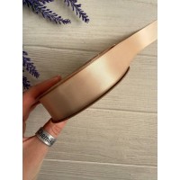 Атлас двохсторонній  2,5 см, середньо бежевий  22.5 метри