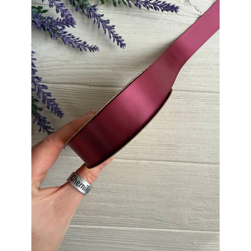 Атлас двохсторонній  2,5 см, рожеве вино  22.5 метри