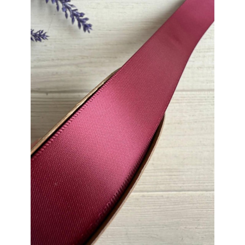 Атлас двохсторонній  2,5 см, рожеве вино  22.5 метри