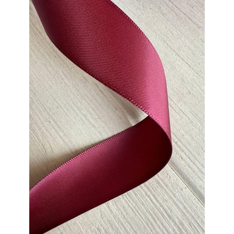 Атлас двохсторонній  2,5 см, рожеве вино  22.5 метри