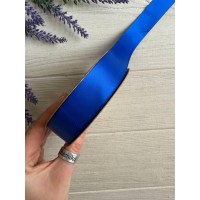 Атлас двохсторонній  2,5 см, синій електрик  22.5 метри