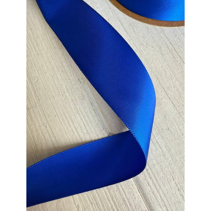 Атлас двохсторонній  2,5 см, синій електрик  22.5 метри