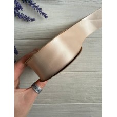 Атлас двохсторонній 3,8 см, середній бежевий  22.5 метри