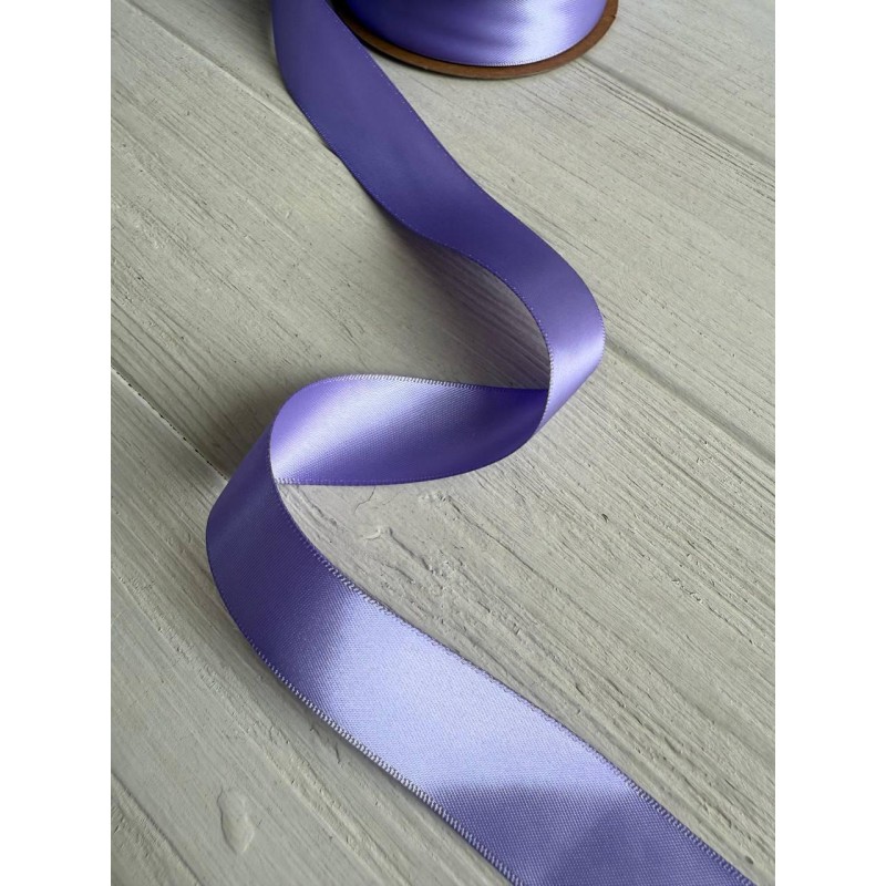 Атлас двохсторонній  2,5 см, фіолетовий 22.5 метри