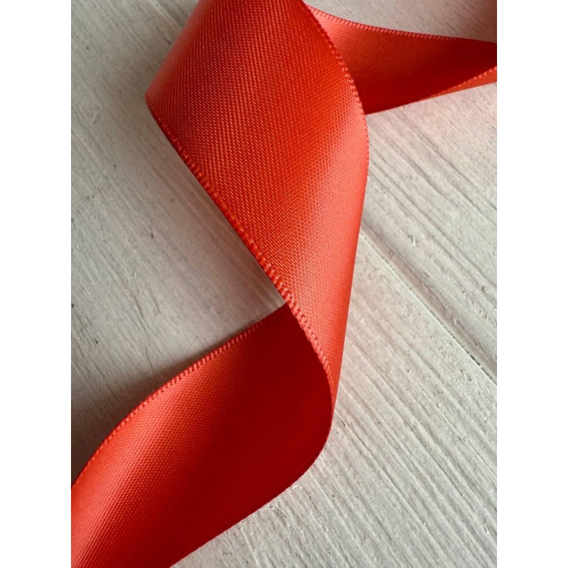 Атлас двохсторонній  2,5 см, мандариновий 22.5 метри