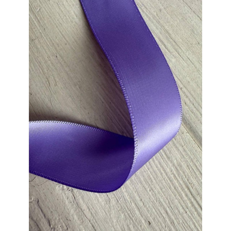 Атлас двохсторонній  2,5 см, фіолетовий 22.5 метри