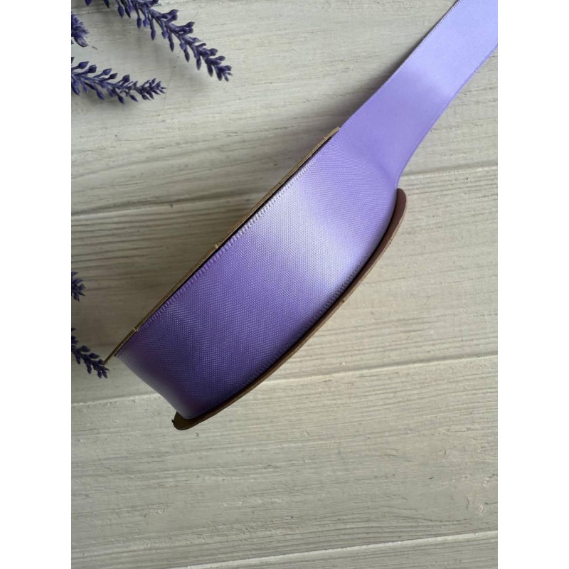 Атлас двохсторонній  2,5 см, фіолетовий 22.5 метри