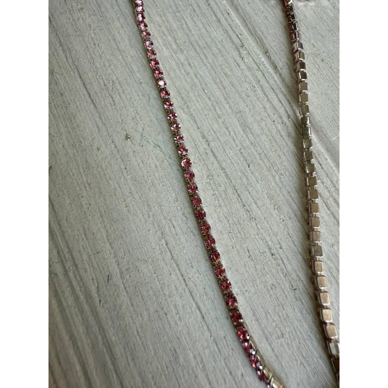 Стразовий ланцюжок 2,3 мм , рожевий  1 метр