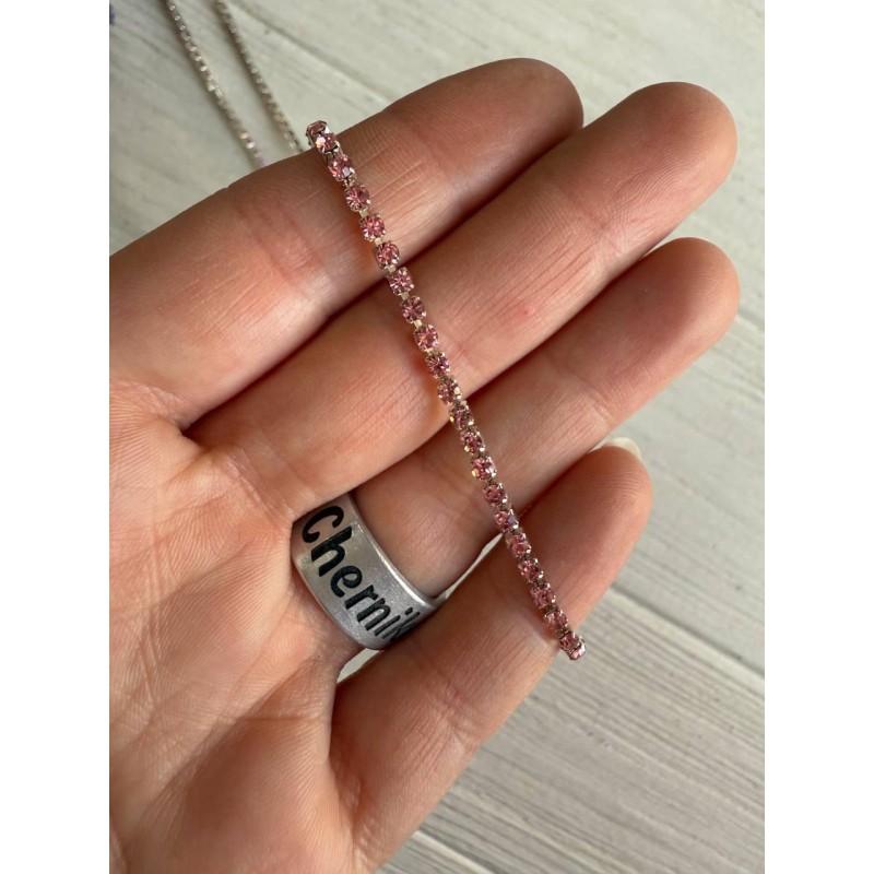 Стразовий ланцюжок 2,3 мм , рожевий  1 метр