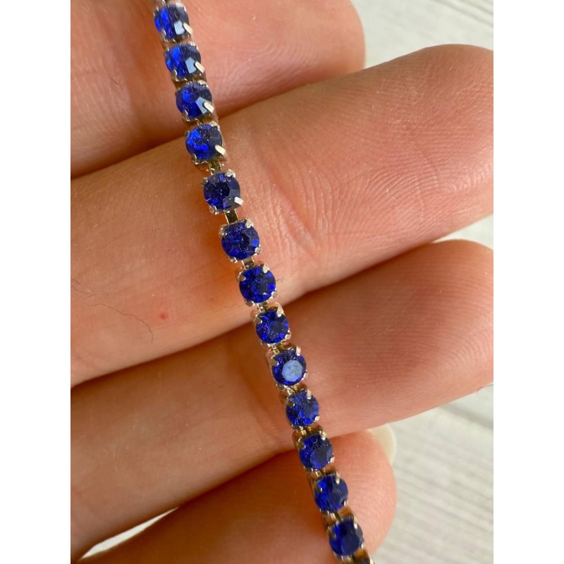 Стразовий ланцюжок 2,3 мм ,  синій 1 метр