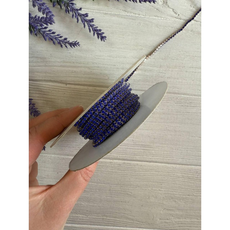 Стразовий ланцюжок 2,3 мм ,  синій 1 метр