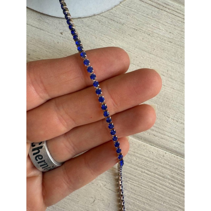 Стразовий ланцюжок 2,3 мм ,  синій 1 метр