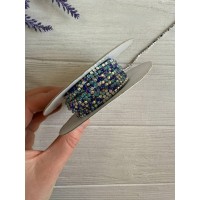 Стразовая цепочка 2,3 мм , голубой микс 1 метр