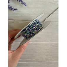 Стразовий ланцюжок 2,3 мм , голубий мікс 1 метр