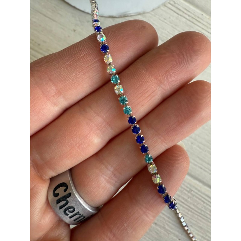 Стразовий ланцюжок 2,3 мм , голубий мікс 1 метр