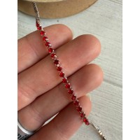 Стразовая цепочка 2,3 мм , красный 1 метр