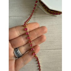 Стразовий ланцюжок 4  мм , рожевий 1 метр