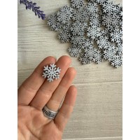 Дерев'яний Декор "Сніжинка" срібло 20 шт