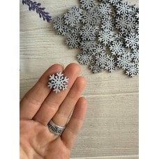 Дерев'яний Декор "Сніжинка" срібло 20 шт