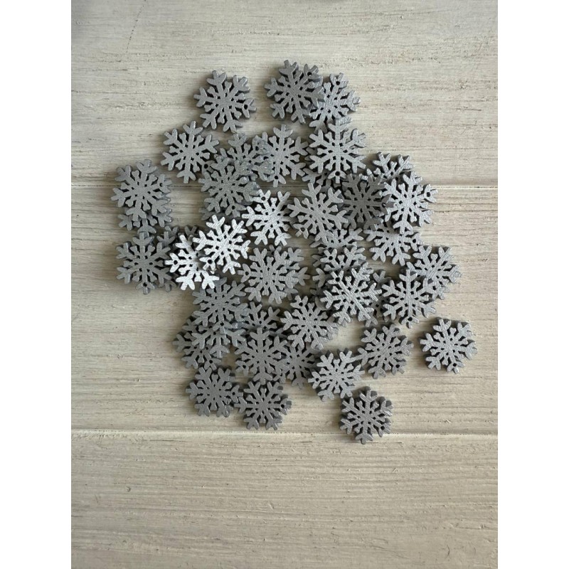 Дерев'яний Декор "Сніжинка" срібло 20 шт