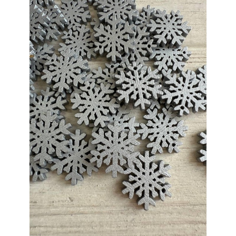 Дерев'яний Декор "Сніжинка" срібло 20 шт