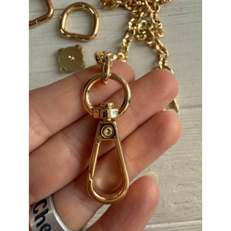 Комплект фурнітури ланцюжок+карабіни+напівкільця+магніт  № 36,  золото