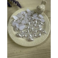 Половинка Крапля перлинна 13* 8 мм ,  біла  15 грам