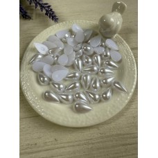 Половинка Крапля перлинна 13* 8 мм ,  біла  15 грам