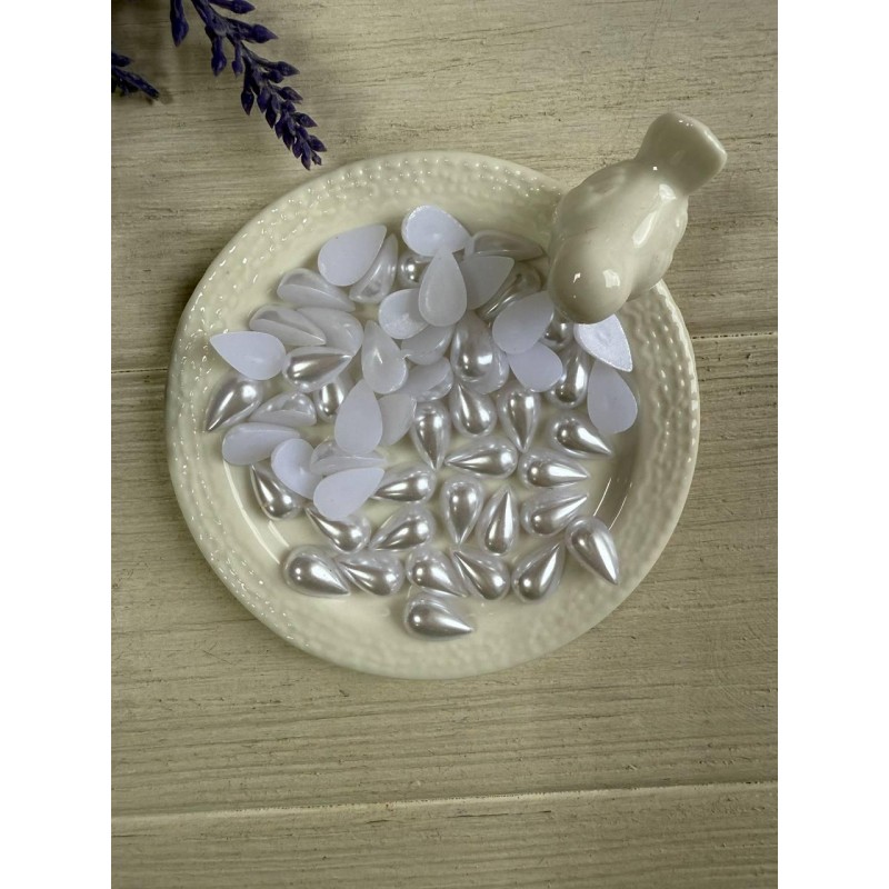 Половинка Крапля перлинна 13* 8 мм ,  біла  15 грам