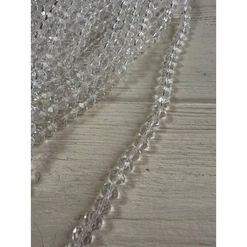 Намистини " Рондель 8 мм " кришталь  , прозорі  нитка 60 - 70  шт