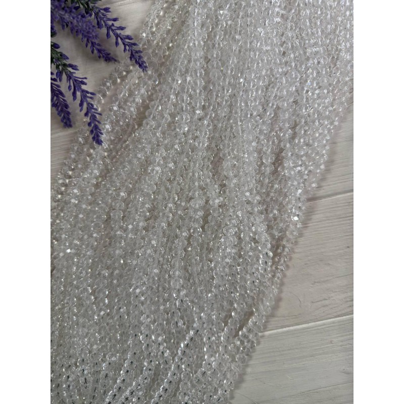 Намистини " Рондель 8 мм " кришталь  , прозорі  нитка 60 - 70  шт