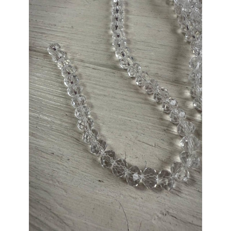 Намистини " Рондель 8 мм " кришталь  , прозорі  нитка 60 - 70  шт