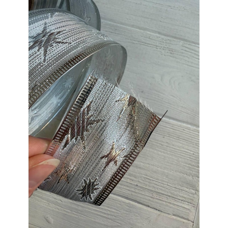 Стрічка парча " Зірочки 3,8 см "  срібло  35 метрів