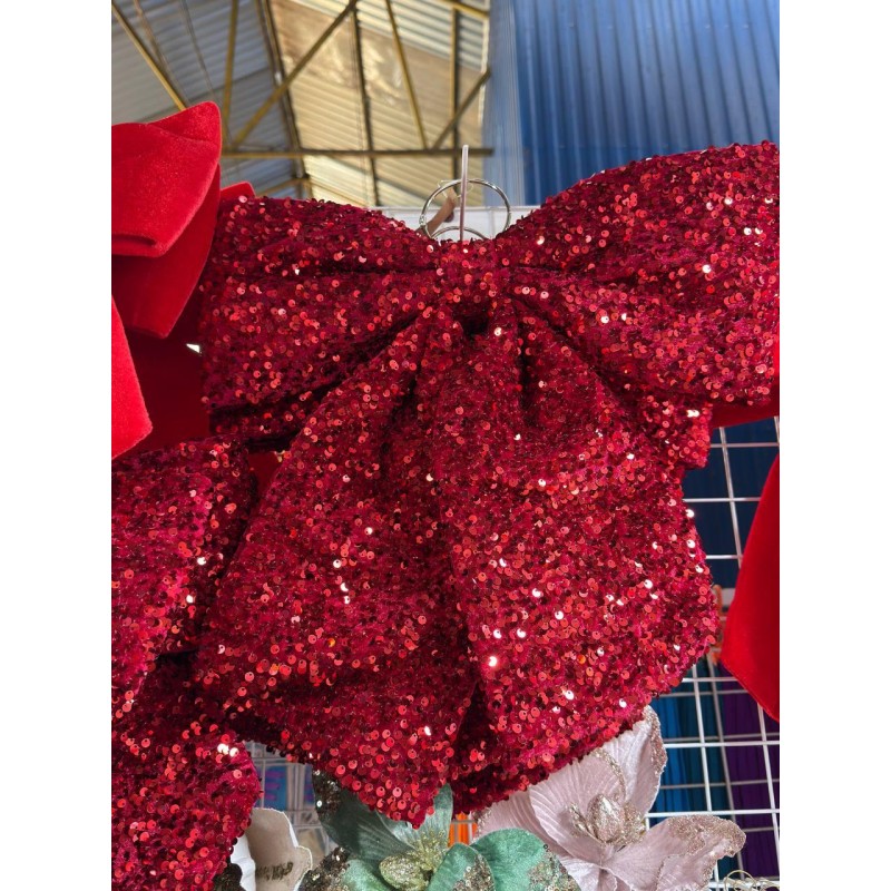 Великий бант з пайетками 44 см , червоний 1 шт