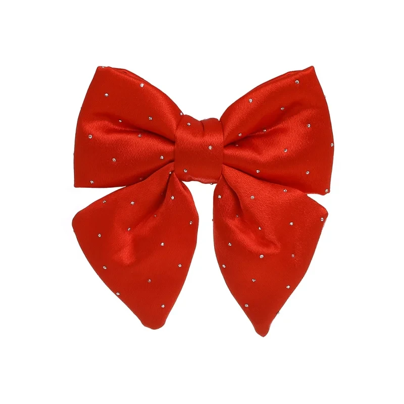 Бант в стразах 16 см , червоний 1 шт